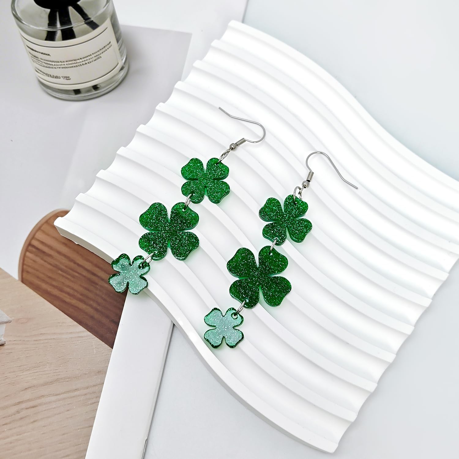 St. Patrick's Day Earrings Shamrock Earrings for Women, Irish Shamrock Acrylic Dangle Earrings for Women St Patrick's Day Accessories - Image 4