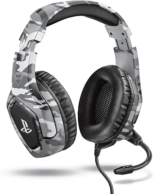 GXTrust 488 Forze-G Cascos PS4 y PS5 Auriculares de Gaming, Licencia Oficial para PlayStation, Micrófono Plegable, Altavoces Activos de 50 mm, Cable Trenzado Nailon 1.2 m, Gris
