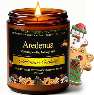 Christmas Cookies Candle | Christmas Soy Candle with Sweet Vanilla Sugar & Butter Cookie Scent | Holiday Scented Candles, Cozy Winter Candles Gift for Women & Men - 7 oz