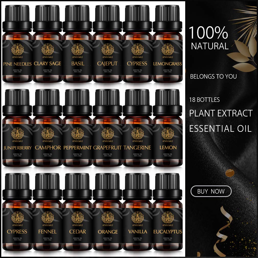 Aromatherapie Grapefruit ätherische Öle Set für Diffusor, 100% reinen Fenchel ätherisches Öl für Hause, 18x10ml Premium Qualität Zypresse ätherisches Öl Set - Zeder, Vanille, Eukalyptus Öle...