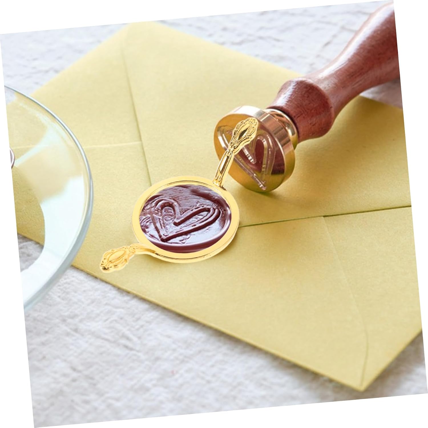 Metal Wax Seal Stamps Round Vintage Ring Molds Decorative Engraved Sealing Tool for Letters Certificates