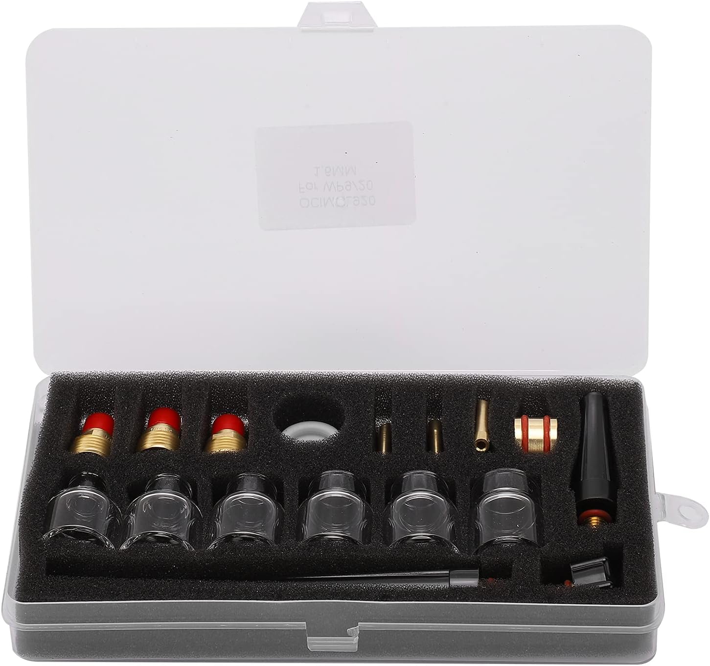 WP9/20 Welding Torch Accessories Kit, Professional Glass Cup Nozzle and Tungsten Clamp Kit, High Quality Brass and Glass Material with 2mm Thickness, Durable Consumables for Argon