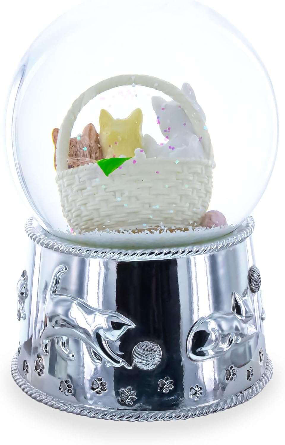 Kittens in a Basket Glass Water Snow Globe