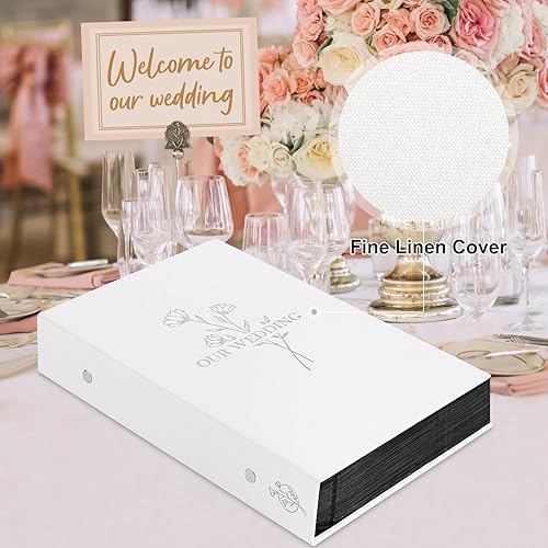 Vista 28 de Lanpn Álbum de fotos de boda de 4 x 6 pulgadas, 2 paquetes, cada paquete tiene capacidad para 50 imágenes, mini álbumes de fotos de lino con carga