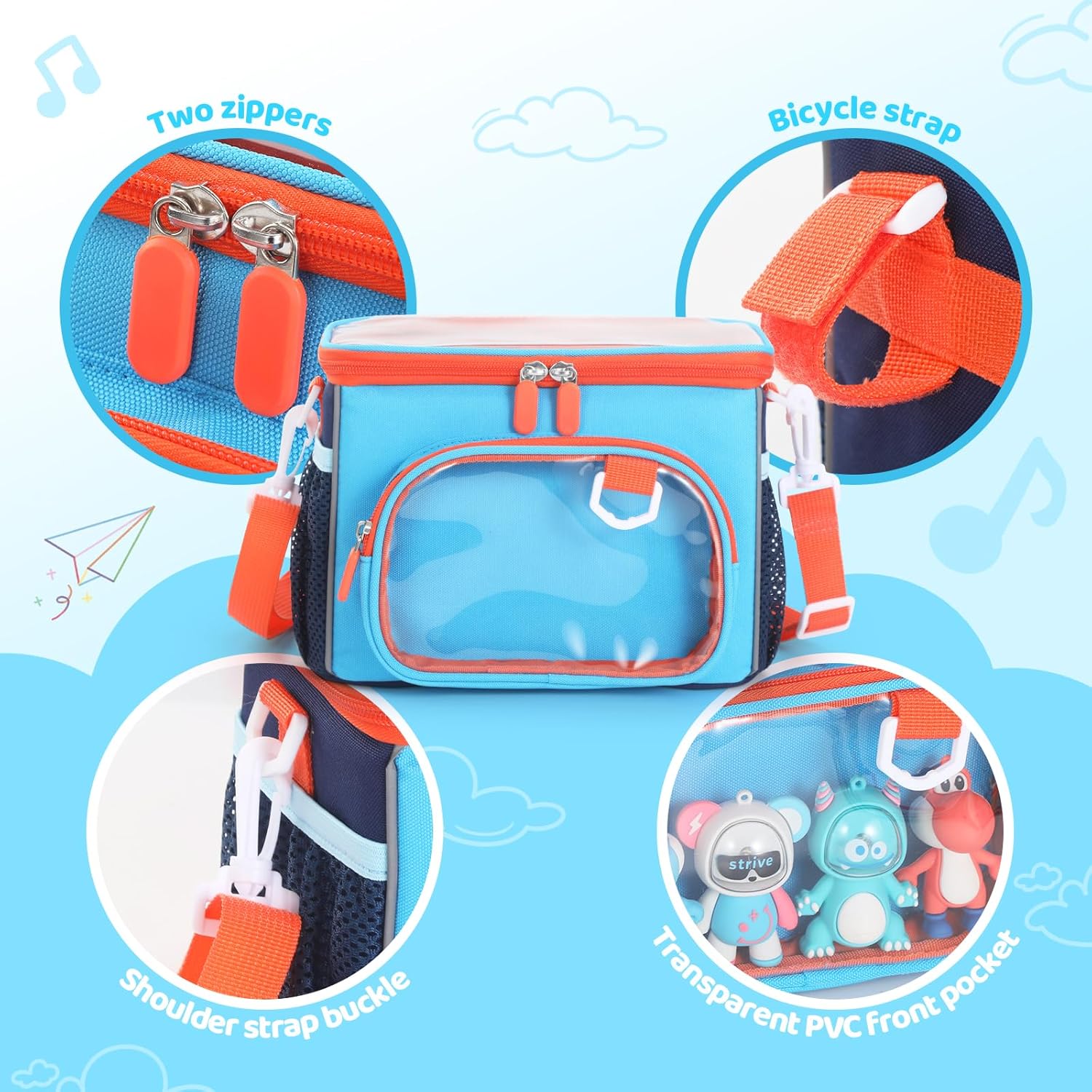 Kids Bike Basket, Front Frame Handlebar Bag for Toddler Scooter Tricycle Bicycle, Cute Small Fabric Bicycle Basket for Boys & Girls,