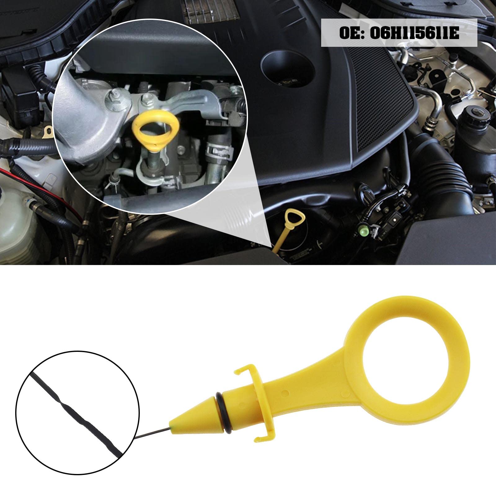 ECSiNG Olio motore auto asta 06H115611E 06J115611F compatibile con A4/A4 Quattro 2009-2017 A5 Quattro 2008-2017 B8 B9 2009-2017 Parti di ricambio automobilistiche