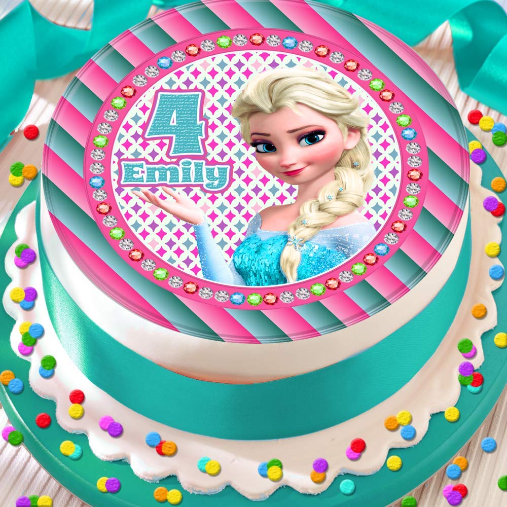 Buy Frozen ELSA Happy Birthday Personalised 7.5 INCH Edible Icing Cake