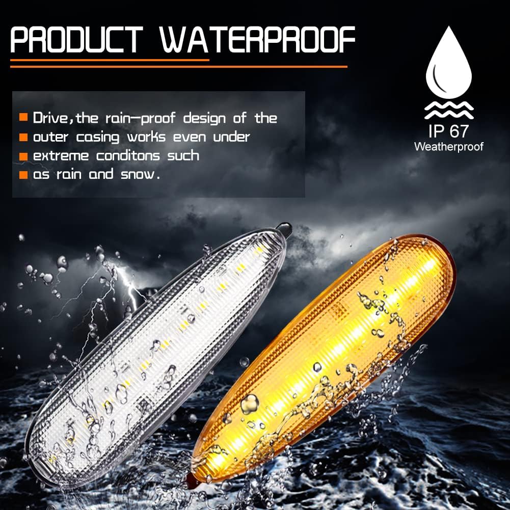 Full Amber Led Light White Clear Lens kit Compatible With 2004 2005 2006 Pontiac GTO Assembly Replacement Front Bumper Passenger Side Marker Lamp