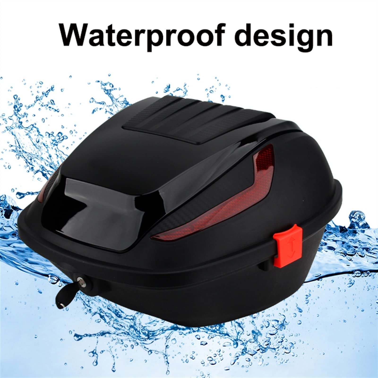 Genérico Baúl Superior Universal Impermeable para Motocicleta de 30 l con Cerradura, Banda Reflectante y Capacidad para Casco Completo. Elegante baúl Trasero en Blanco Roto para Viajes y Turismo.
