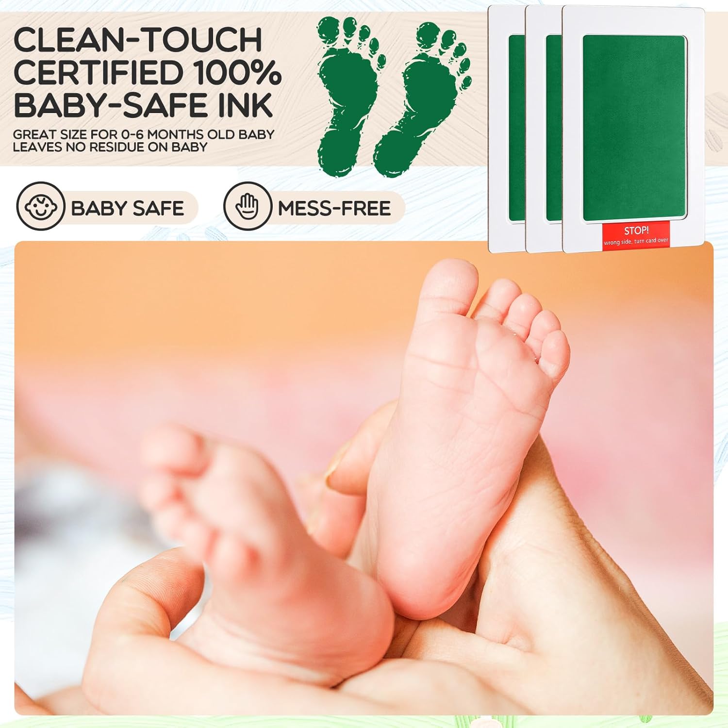 Jetec 60 Set Inkless Baby Footprint and Handprint Kit, Clean Touch Ink Pad for Baby Hand and Footprints, Dog Paw Print Kit with Ink Pads and Imprint Cards for Newborns Babies Pets Gifts (12 Colors)