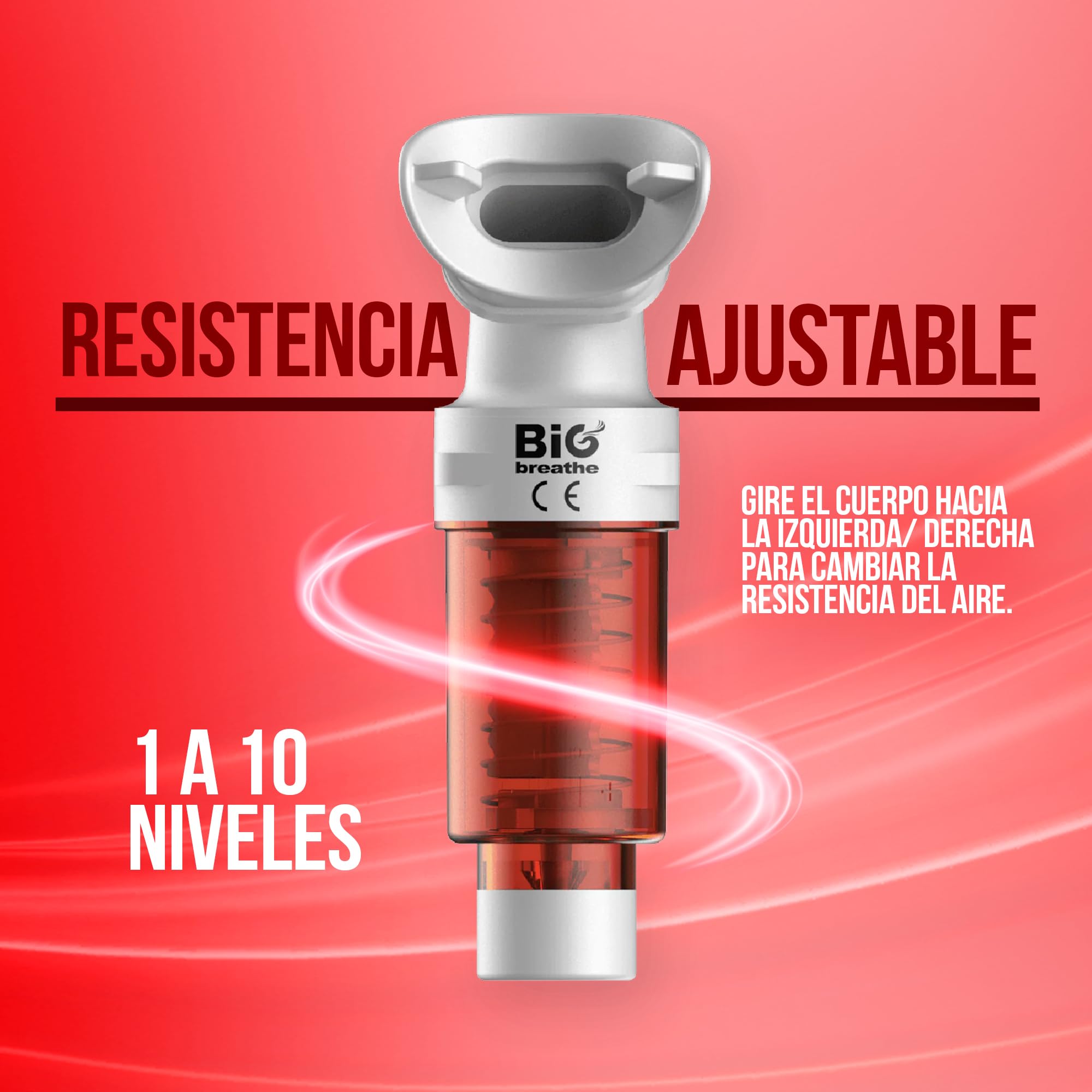 IMT Exerciseur pulmonaire à résistance élevée (Rouge) Big Breathe, améliore votre capacité pulmonaire, idéal pour les sportifs et les personnes souffrant de problèmes respiratoires, facile à utiliser,