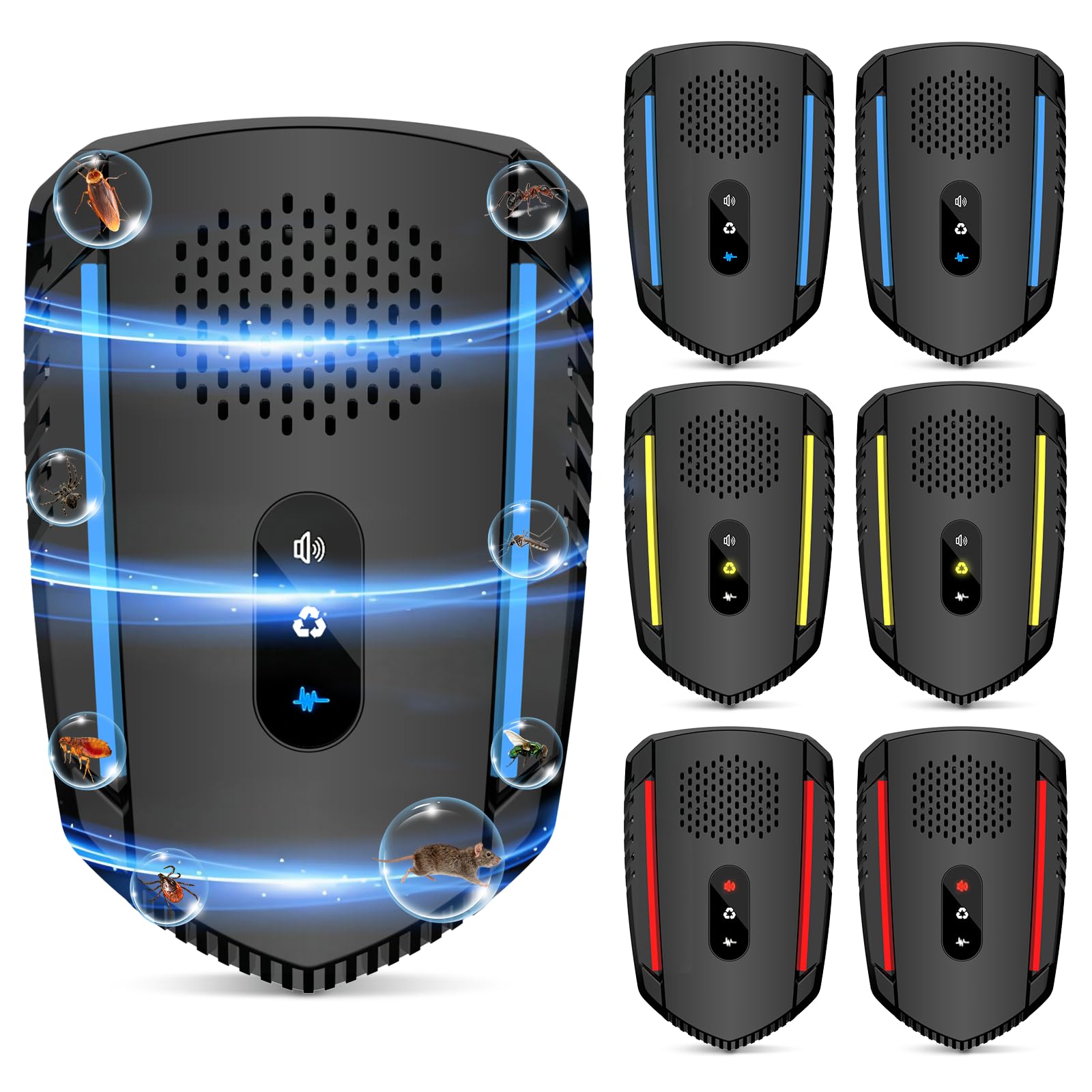 Siyuio 2026 Upgraded 6‑Pack Ultrasonic Pest Repeller – 3 Modes, Plug‑in Design, Safe & Effective Protection Against Mice, Rats, Roaches, Mosquitoes, Ants, Spiders, and More