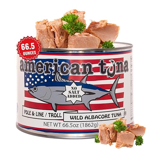 Vista 8 de American Tuna Pescado de atún blanco silvestre capturado en poste de grado sushi, con sal añadida, (6) latas de 3.5 onzas Cosechado