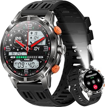 Military Smart Watch for MenMake/Answer Call with LED Flashlight 1.7" HD