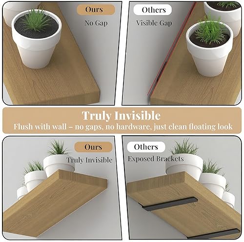 Miniatura 3 de 8 piezas de soportes de estante de pared resistentes para estantes flotantes ocultos, invisibles, negros, soportes de estante decorativos para