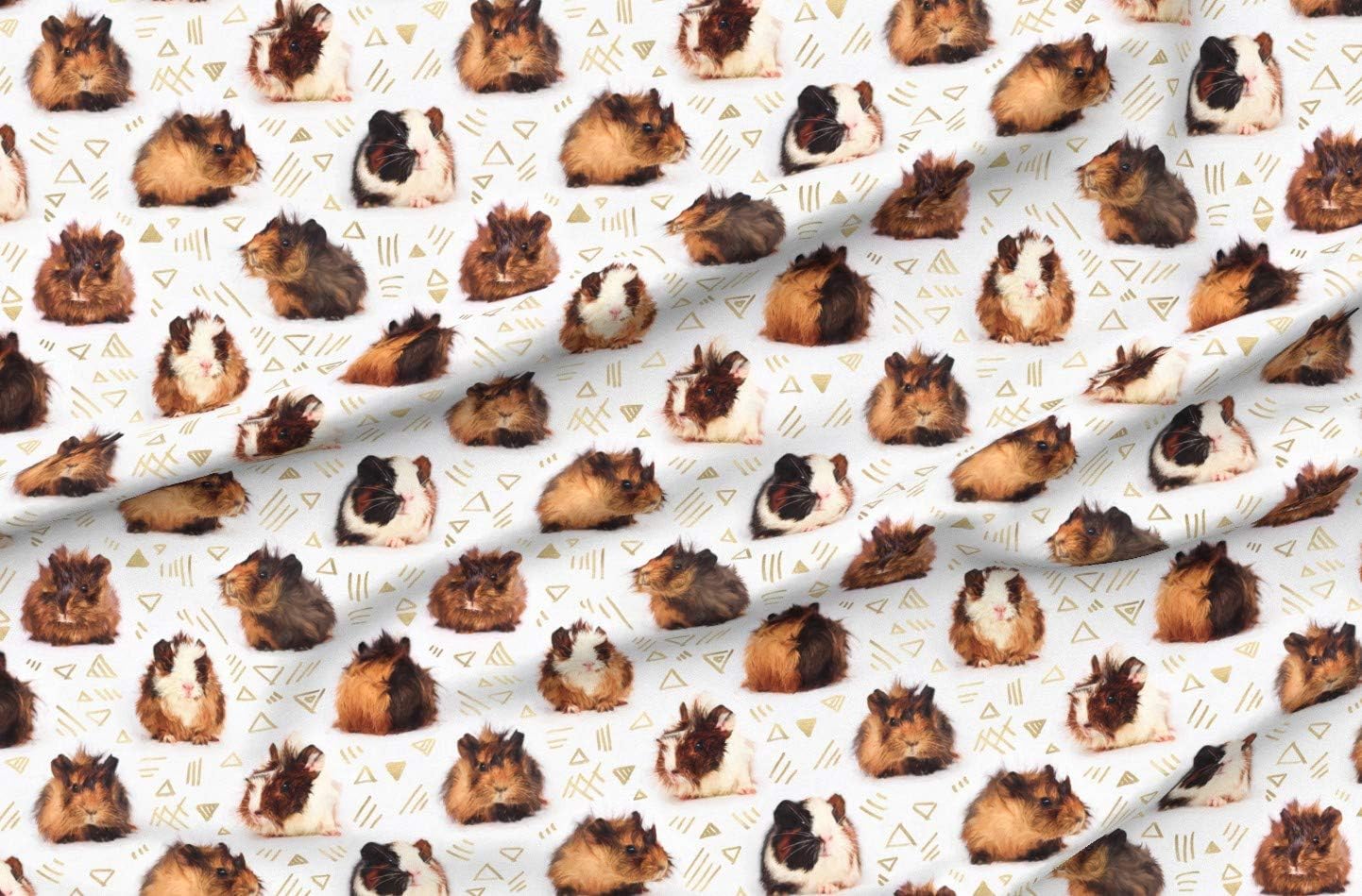 Spoonflower Fabric - Guinea Pig Animal Triangles Polka Dots Cute Pigs Pet Small Printed on Petal Signature Cotton Fabric Fat Quarter - Sewing Quilting Apparel Crafts Decor