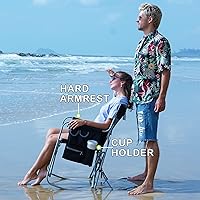 Vista 6 de FUNDANGO Mecedora de camping para adultos, mecedora portátil de gran tamaño plegable al aire libre con enfriador y bolsillo lateral para exterior