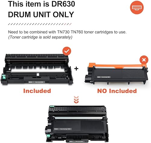 Miniatura 2 de V4INK combo de cartucho de tóner negro Brother TN630TN660 + tambor DR630 para impresoras Brother HL-L2340DW L2300D L2380DW L2320D MFC-L2700DW