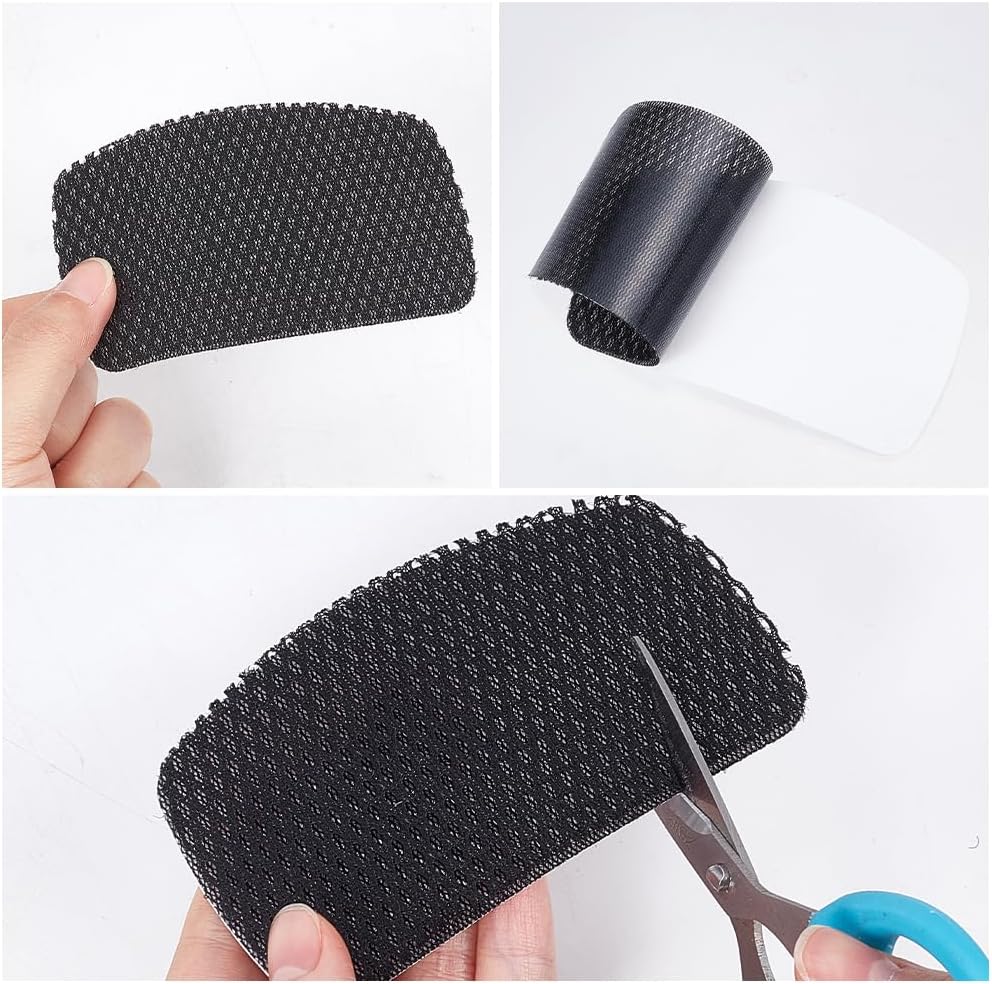 10 Pairs Black Shoes Repair Patches Quick Self Adhesive Inside Shoe Hole Heel Rectangle Mesh Fabric Stickers Polyester Patch Bulk for Sewing Making Repairing Holes Sneakers DIY Craft Supply