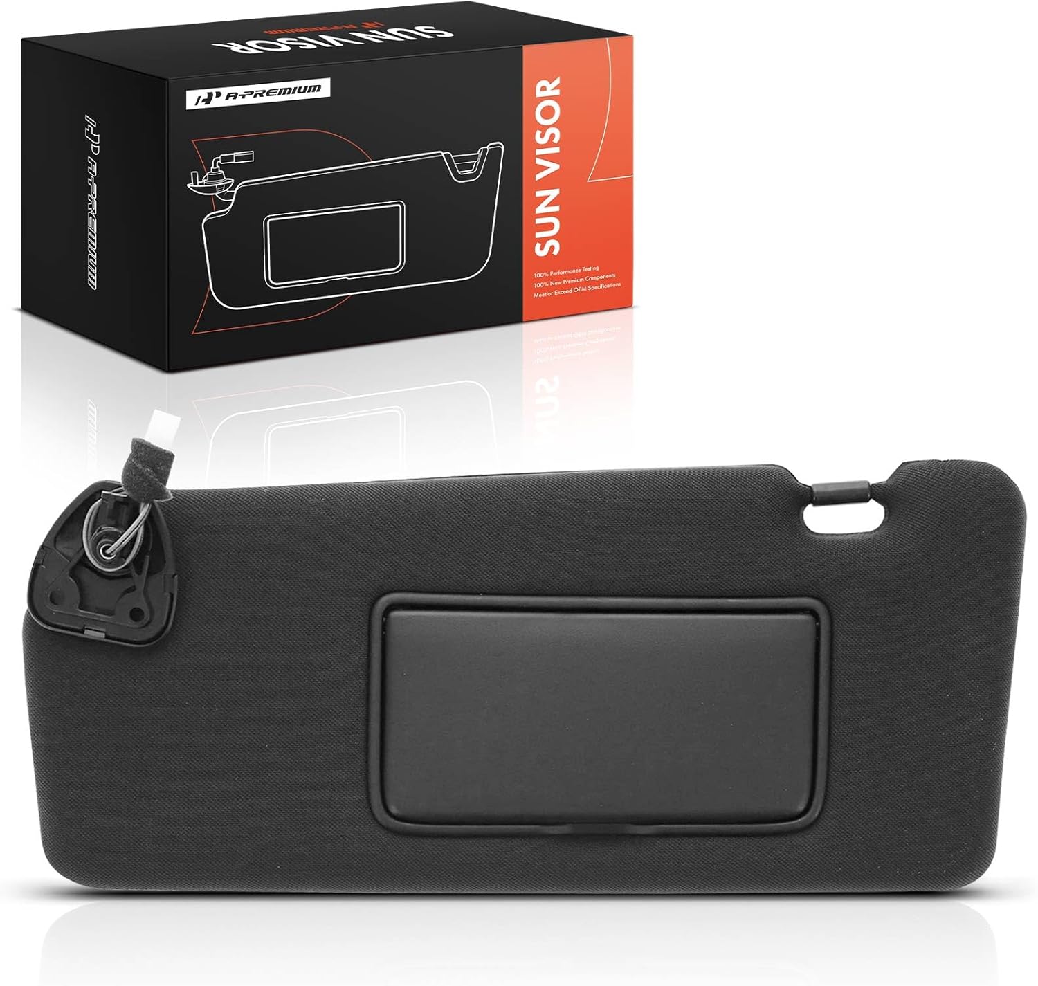 A-Premium Driver Left Side Sun Visor Compatible with Nissan 370Z 2009-2020 - with Vanity Light, with Vanity Mirror, with Sliding Sun Visor Extension, Black Color - Replaces 964011EJ0A