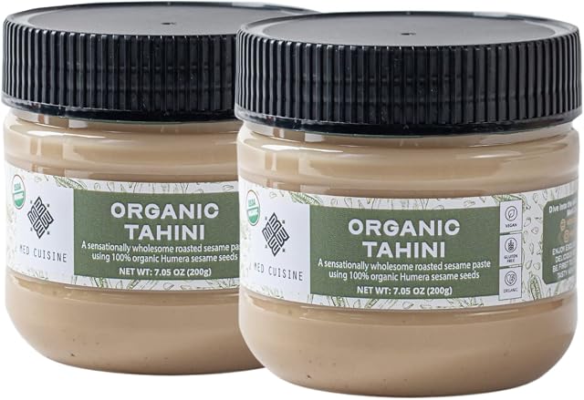 Med Cuisine 100% Organic Tahini 200gr x 2 - A Sensationally Wholesome Roasted Sesame Paste Using 100% Organic Humera Sesame Seeds (Pack of 2)