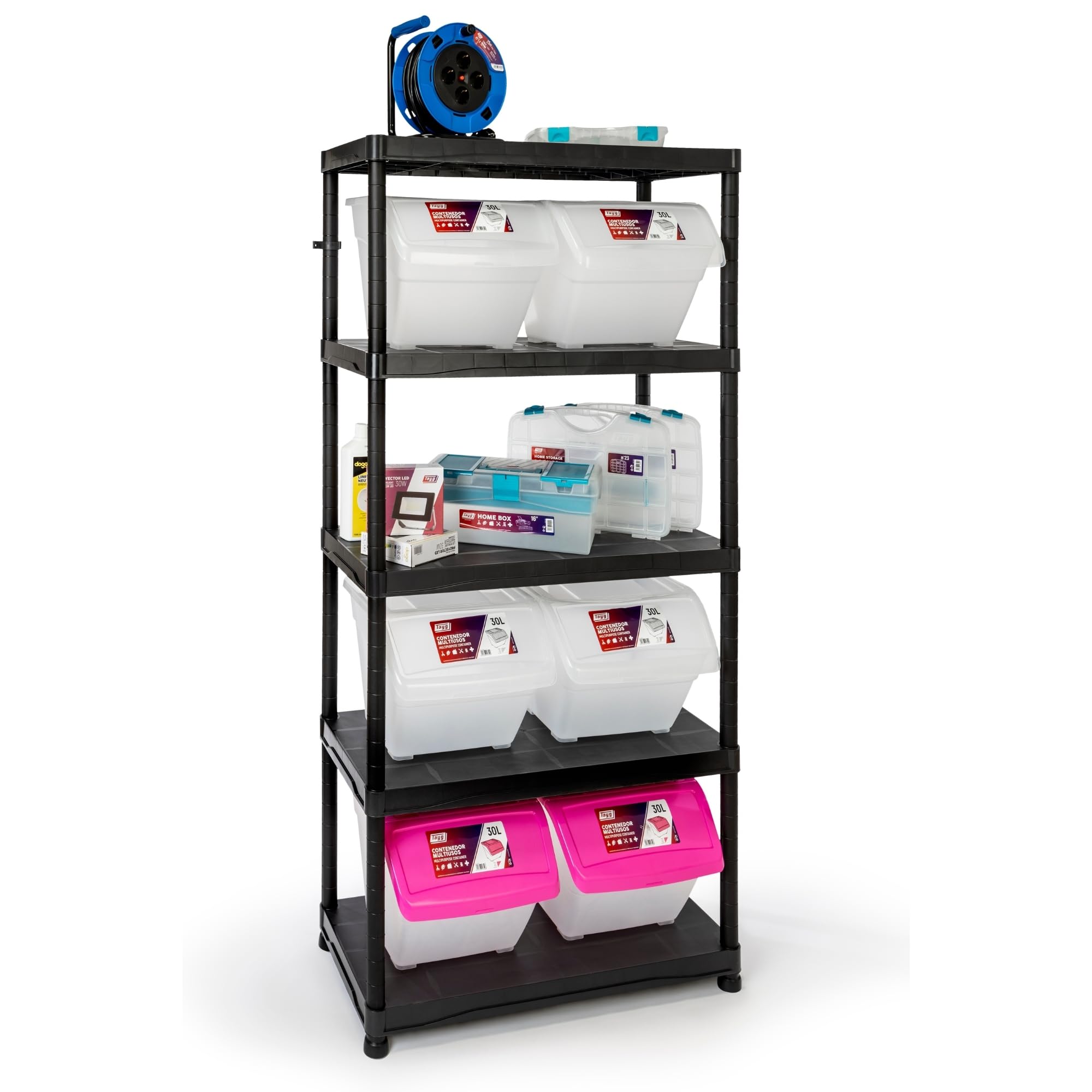 Tayg Black Plastic Shelving Unit Mod. 945,