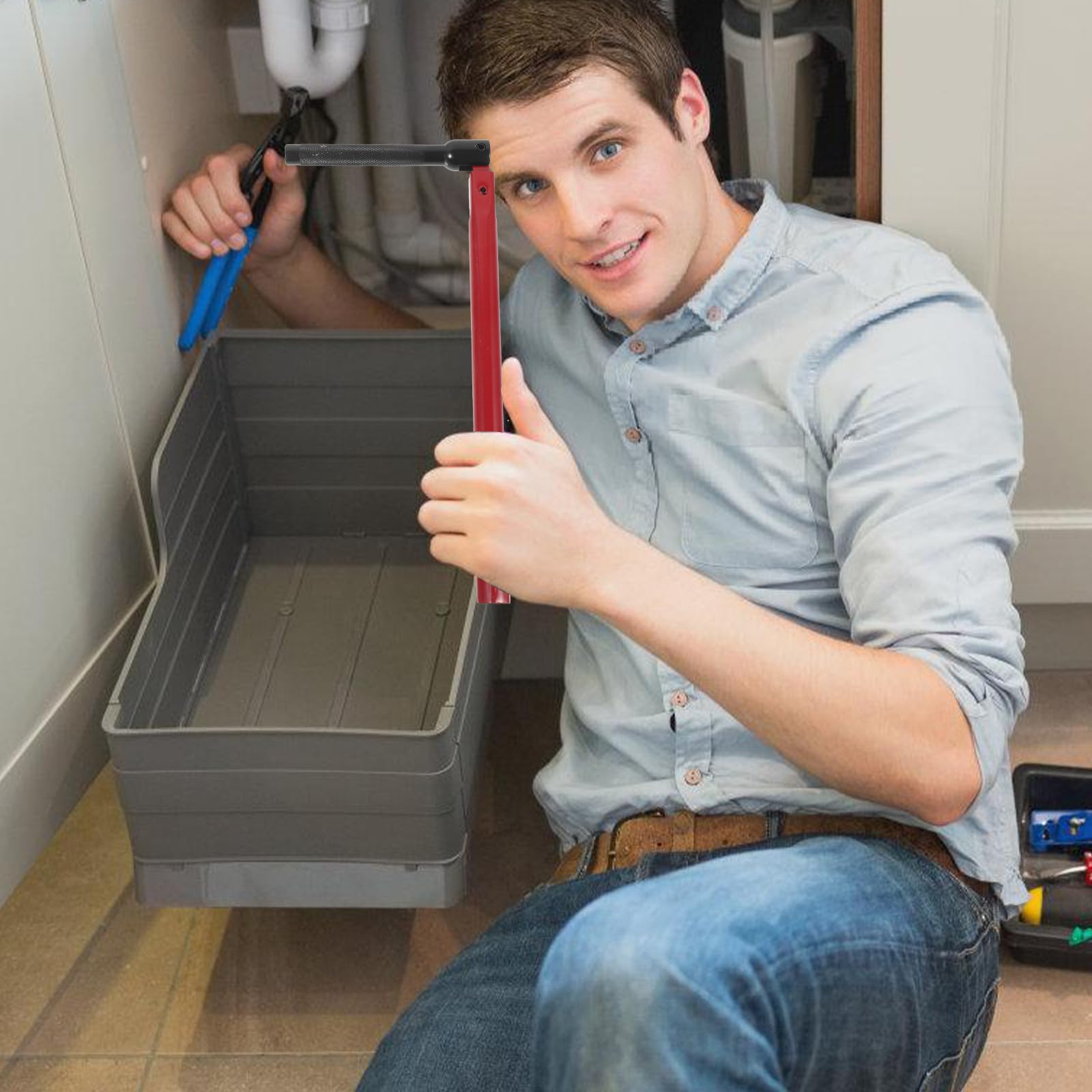 Rohrschlüssel Satz aus Kohlenstoffstahl mit Perfektem Griff Verstellbarer Spülbeckenschlüssel für Sanitärarbeiten in Werkstatt und Heimwerkerbereich