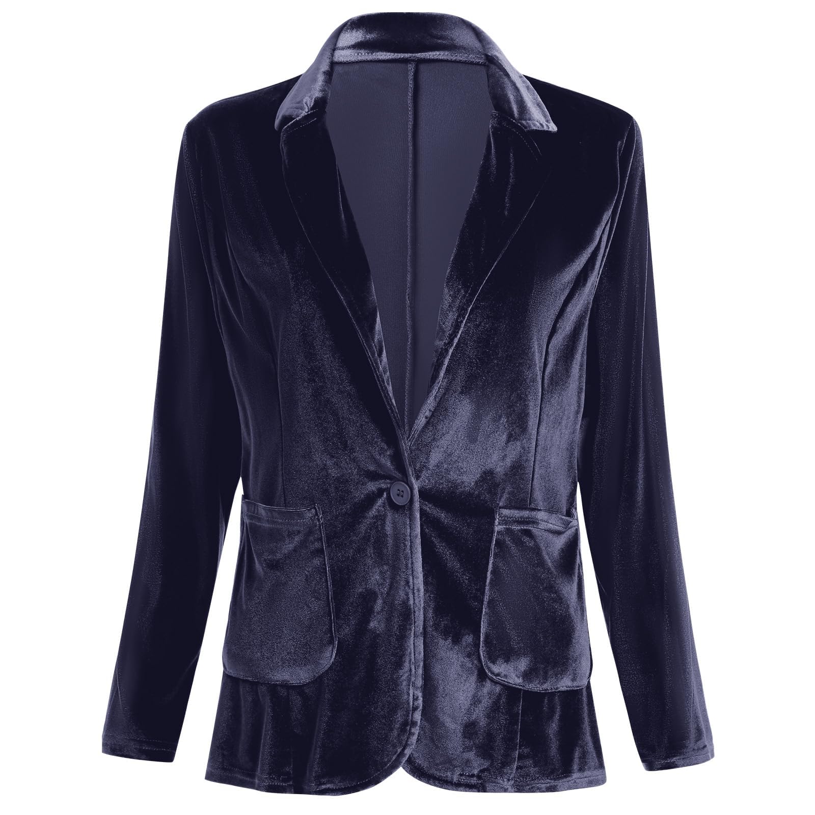 Womens Velvet Jacket Suits Casual Long Sleeve Lapel Collar Pocketed Button Velvet Blazer Jackets