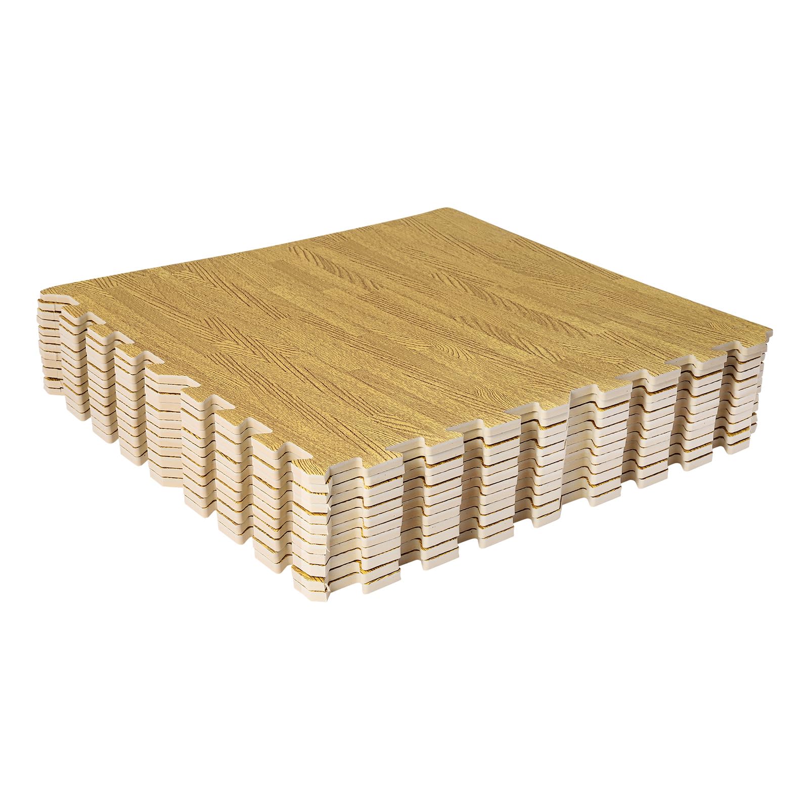 Foam Tiles, Modern Style Interlocking Foam Floor Mats, Wood Grain 12PCS Foam Puzzle Floor Mats 23.62 * 23.62in (Light Brown)