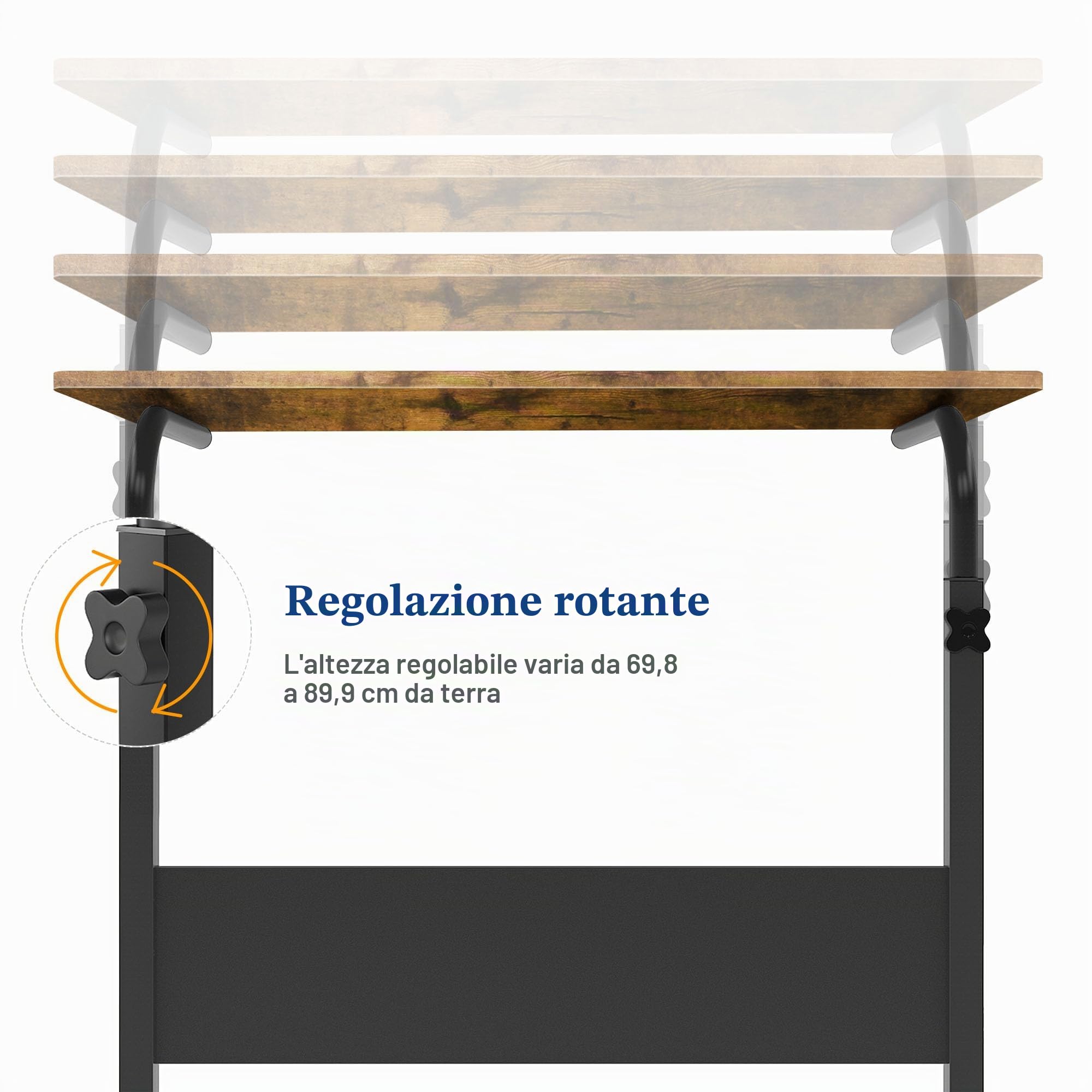 soges Tavolino per computer portatile con ruote, regolabile in altezza, per PC portatile, supporto per computer portatile, per letto e divano, 80 x 40 cm