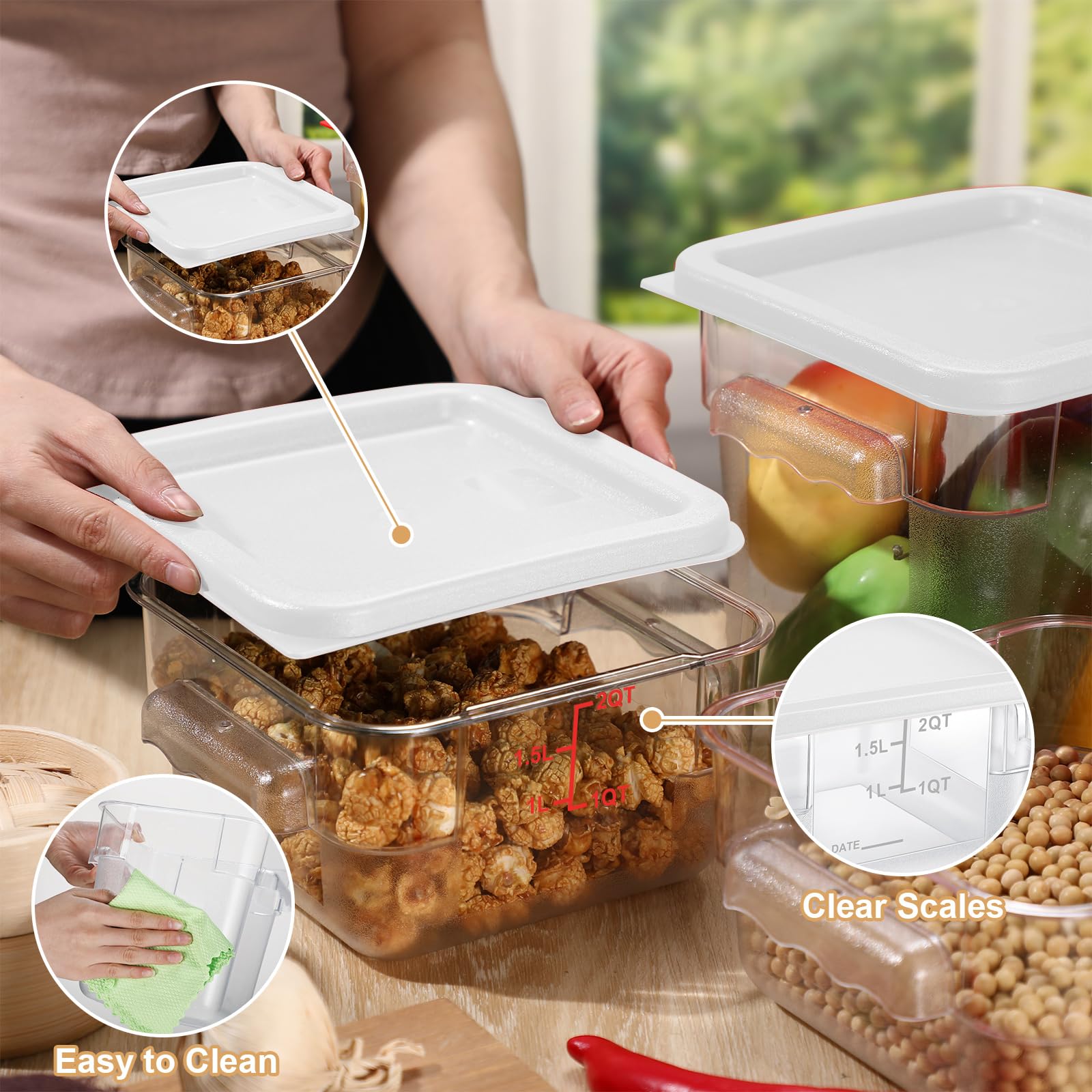 Amazon.com: Barydat 4 Pcs Square Food Storage Containers with Lids