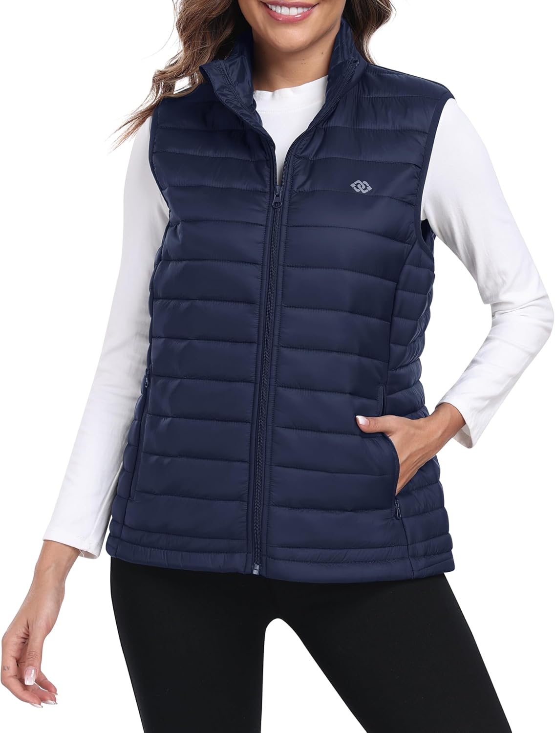 MoFiz Women's Puffer Vest Lightweight Hooded Warm Fleece Lined Hybrid Softshell Hiking Winter Sleeveless Zip Vest