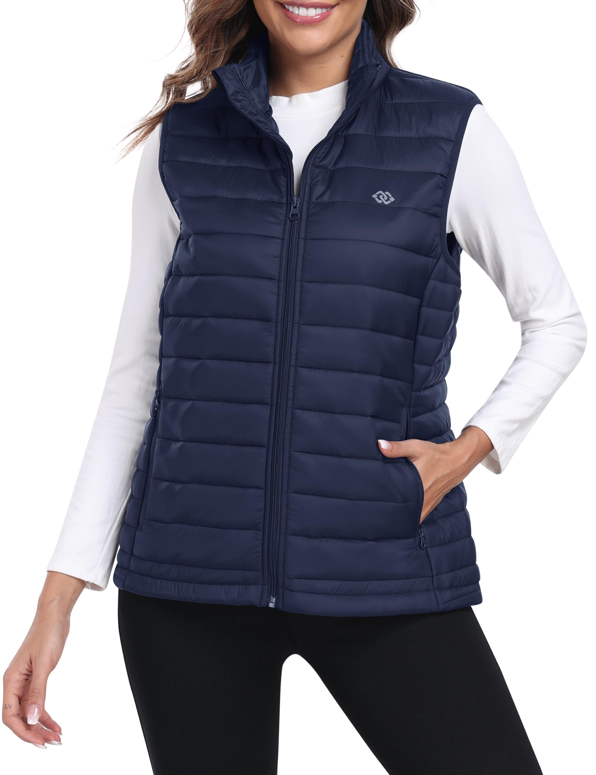 MoFiz Womens Puffer Vest Lightweight Hooded Warm Fleece Lined Hybrid Softshell Hiking Winter Sleeveless Zip Vest