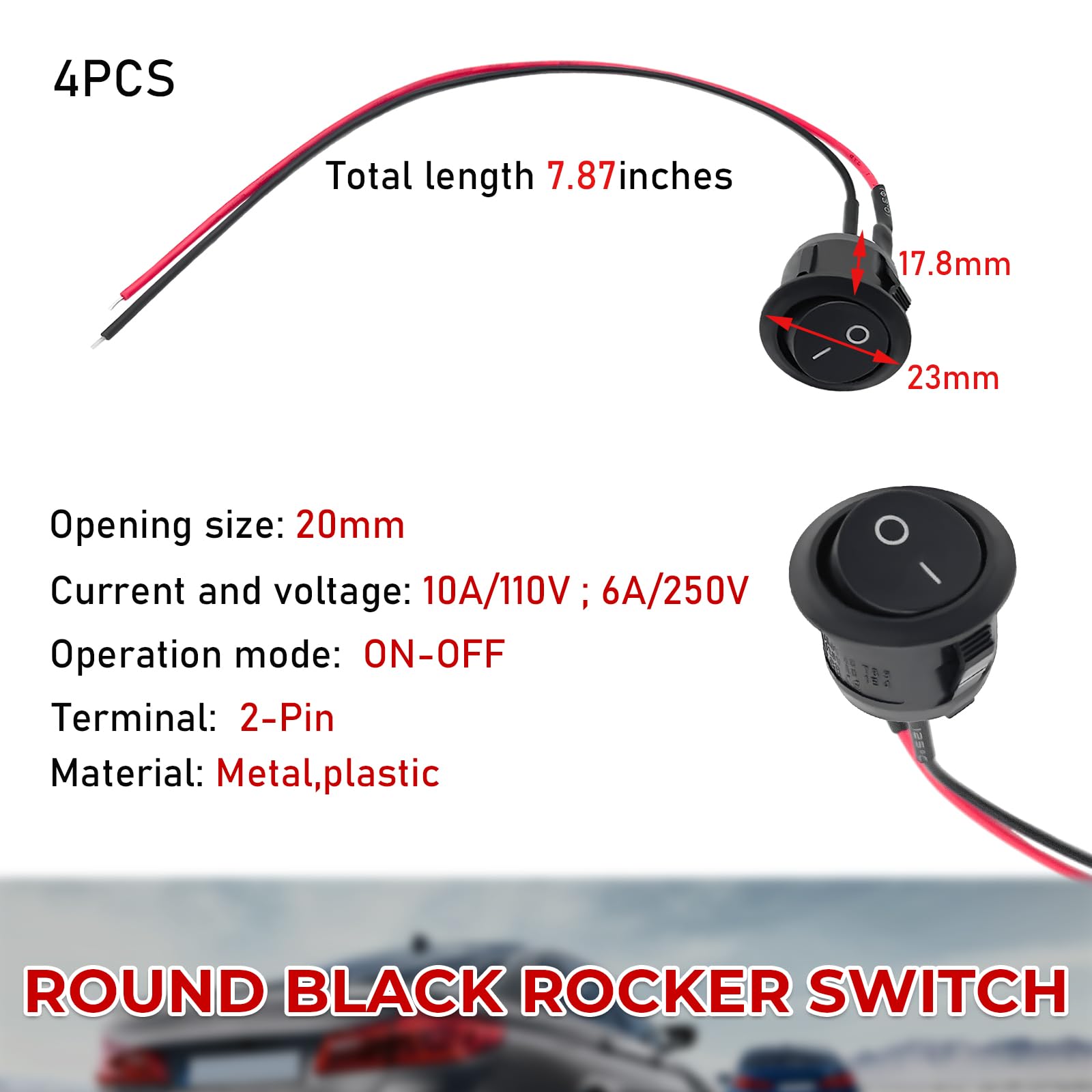 Amazon.com: Sylvil 4 PCS On Off Round Rocker Switches, Snap