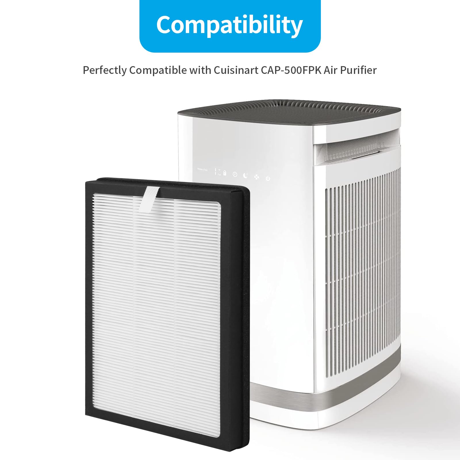 Paquete de 4 filtros de repuesto CAP-500 True HEPA compatibles con purificador de aire Cuisinart CAP-500FPK, filtración 3 en 1