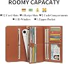 GOIACII Women's Large Leather Wallet with RFID Blocking and 13 Card Slots Brown