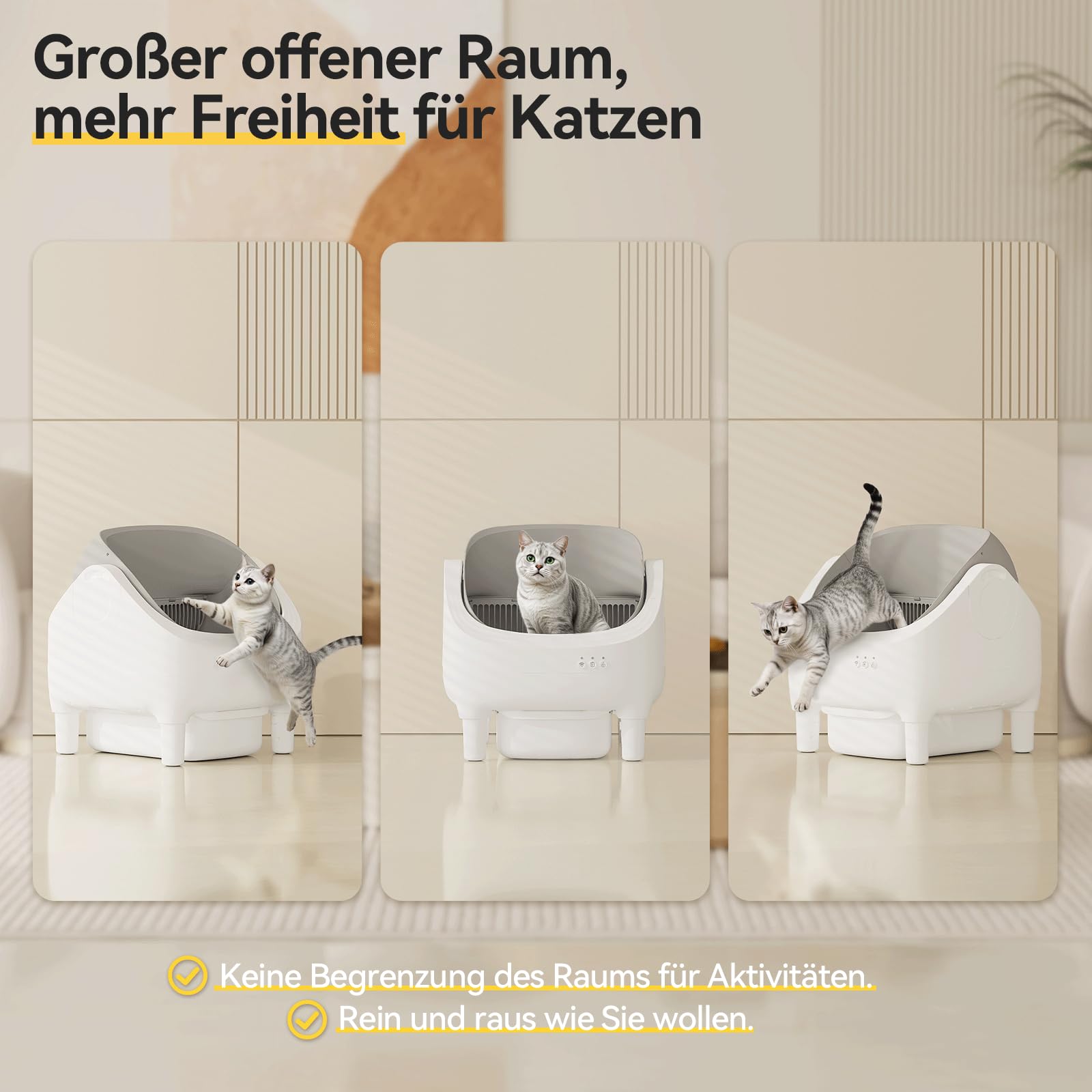 JUMMICO Selbstreiniger Katzenmüllkasten, Top Open Design, XXL Müllschalen für 15 kg Katzen, App Control, 12L 15 Tage dauerhafter Gebrauch, elektrische automatische Müllkasten für Multi Cat