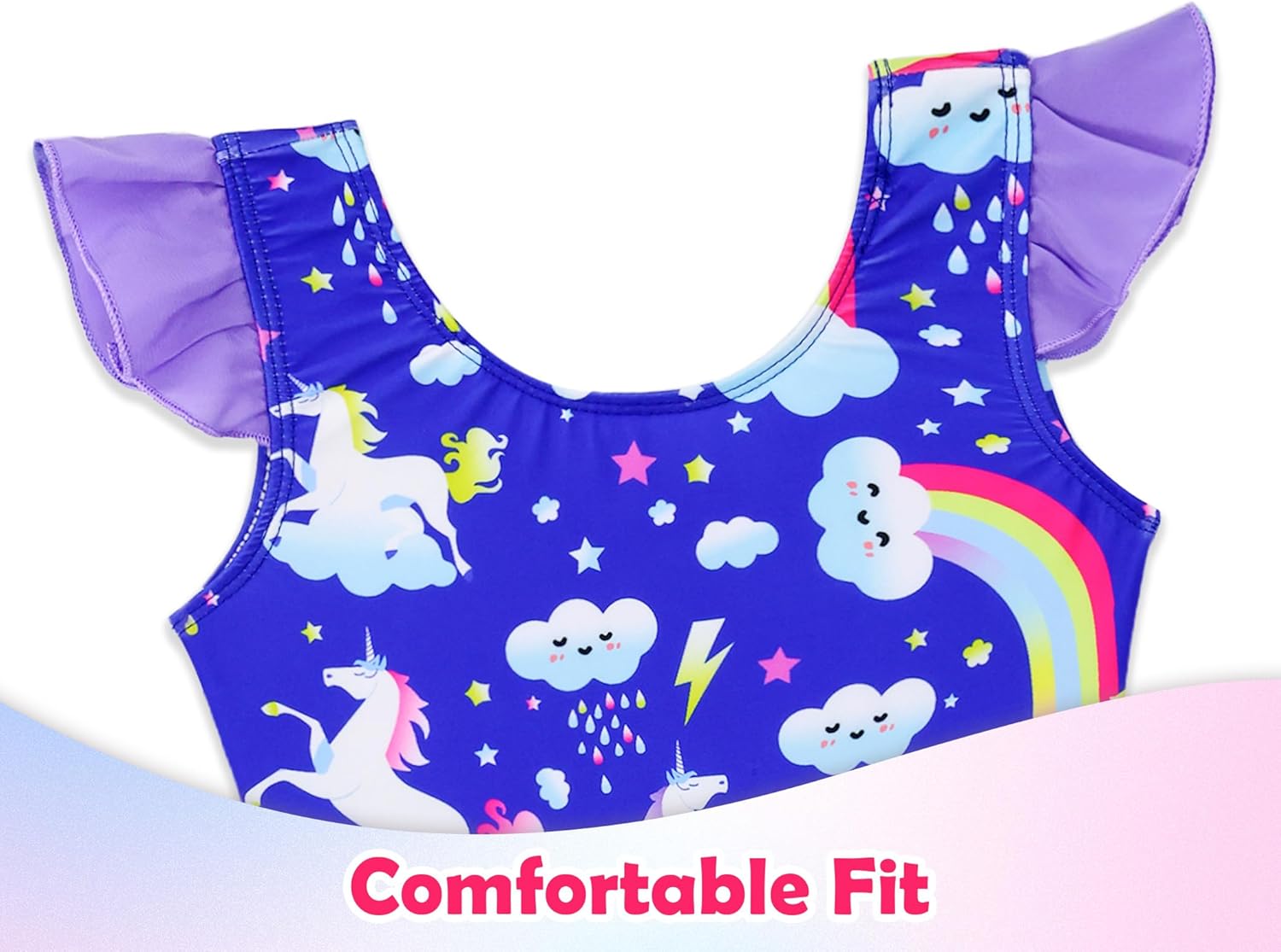 Girls Bathing Suit One Piece Swimsuits Ruffles Swimwear with Skirt UPF 50+ Sun Protection for Kids Child Beach - Image 3