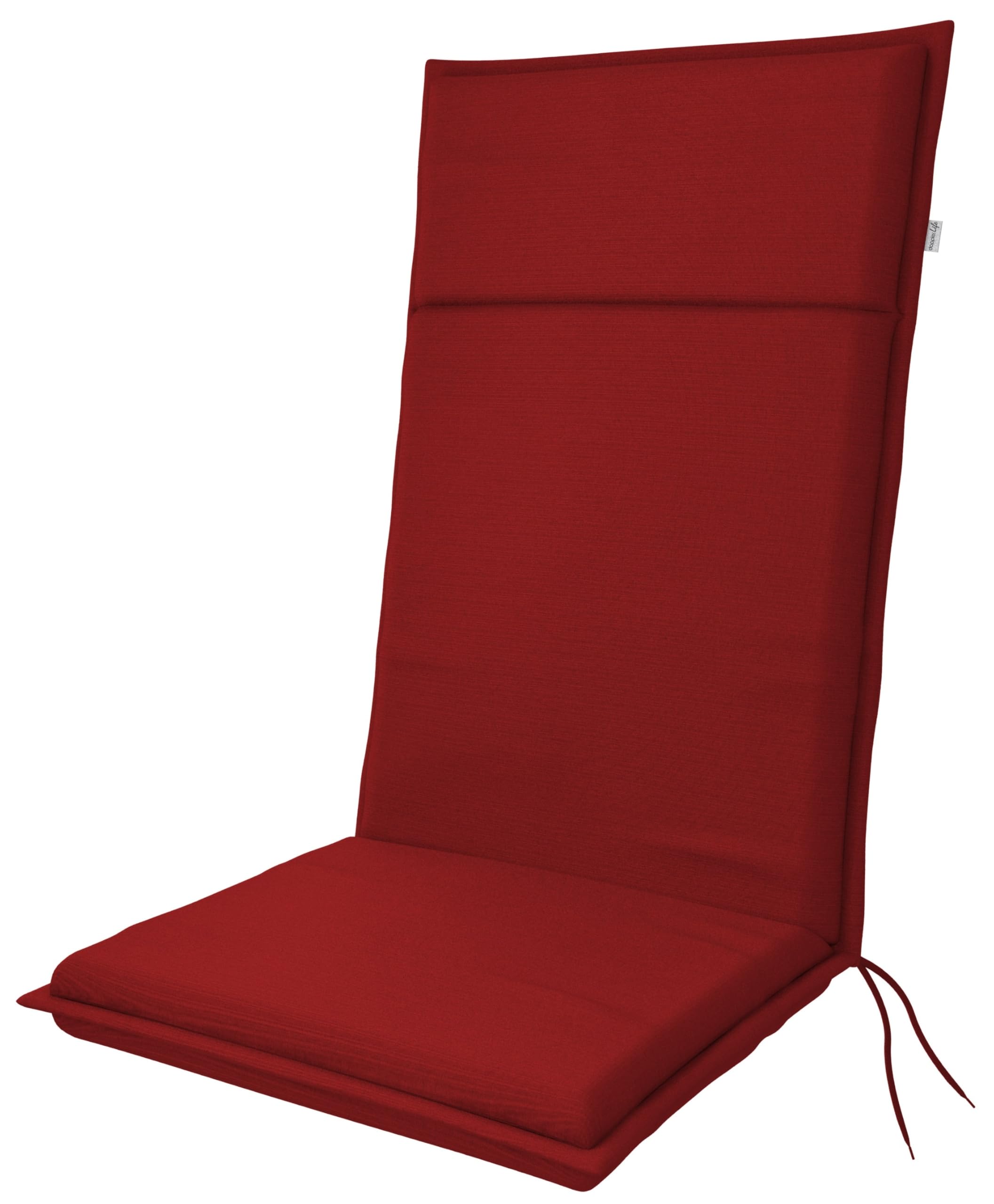 Doppler Cuscino per sedia a schienale alto Life 119x48x4 cm – da giardino con imbottitura da 4cm | per seduta per sedia alta con fascia di sostegno per i lacci | resistente ai raggi UV