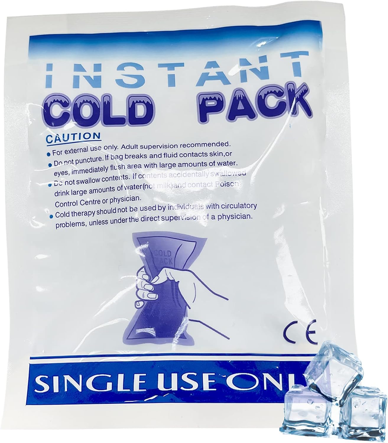 EZGOODZ Instant Cold Pack 6 x 8 Inch. Pack of 10 First Aid Instant Cold Packs for Injuries, Spasms, Burn. Single Use Instant Cold Compress First Aid. Portable Instant Ice Packs for Injuries Disposable