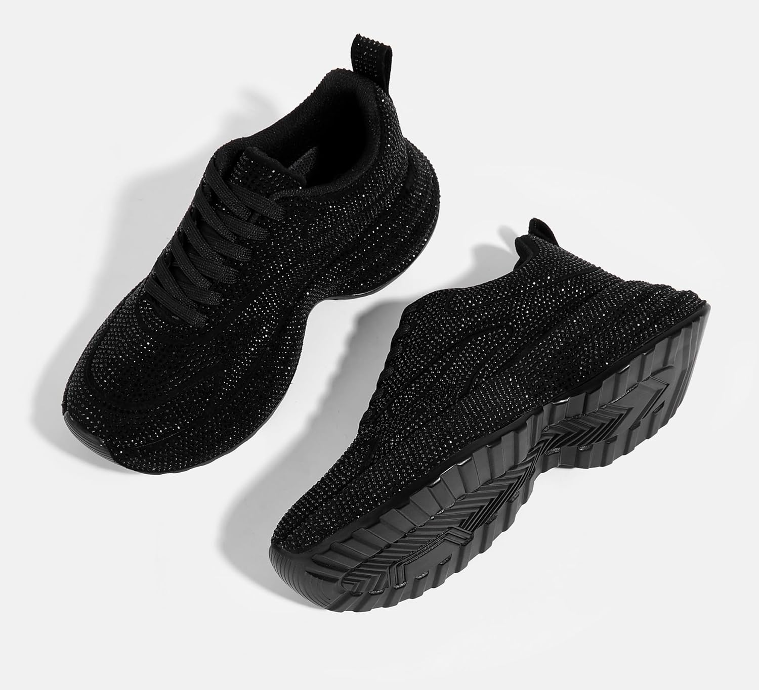 LUCKY STEP Rhinestone Chunky Sneakers for Women Fashion Platform Sparkly Dad Casual Shoes Lightweight Tennis Walking Sport Footwear - Image 6