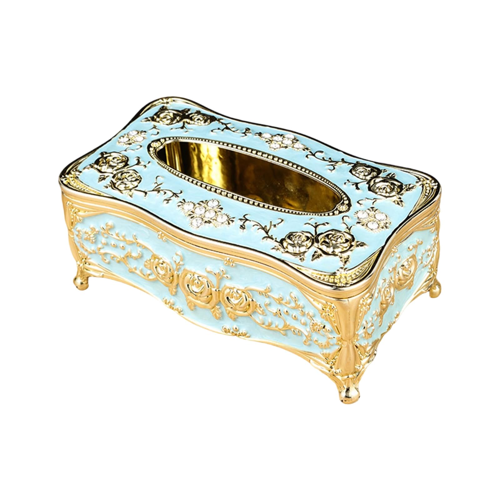 Classical European Inspired Tissue Box Featuring Beautiful Rose Motifs and Nonslip Base Rose Themed Tissue Dispenser ABS Dispenser