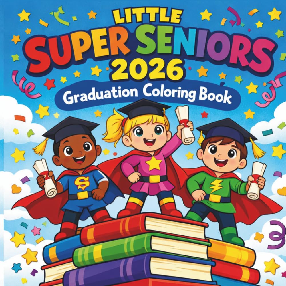 Little Super Seniors 2026: Graduation Coloring Book for Kids: With 50 Fun and Inspiring Coloring Pages to Celebrate Preschool & Kindergarten Graduate