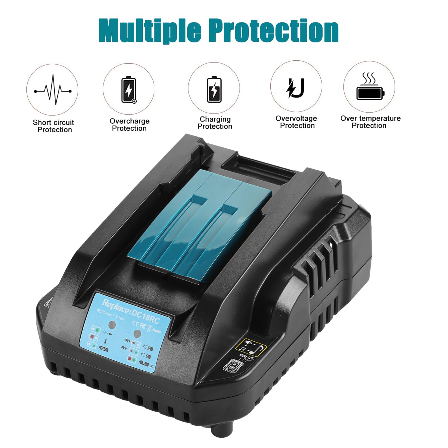 Energup Cargador 18V DC18RA-DC18RC-DC18RD-DC18SF y BL1430-BL1415-BL1850-BL1840-BL1830 para Makita
