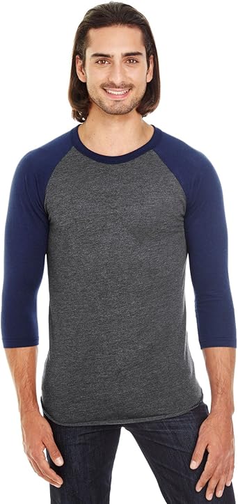 American Apparel Mens Unisex Poly-Cotton Raglan T-Shirt