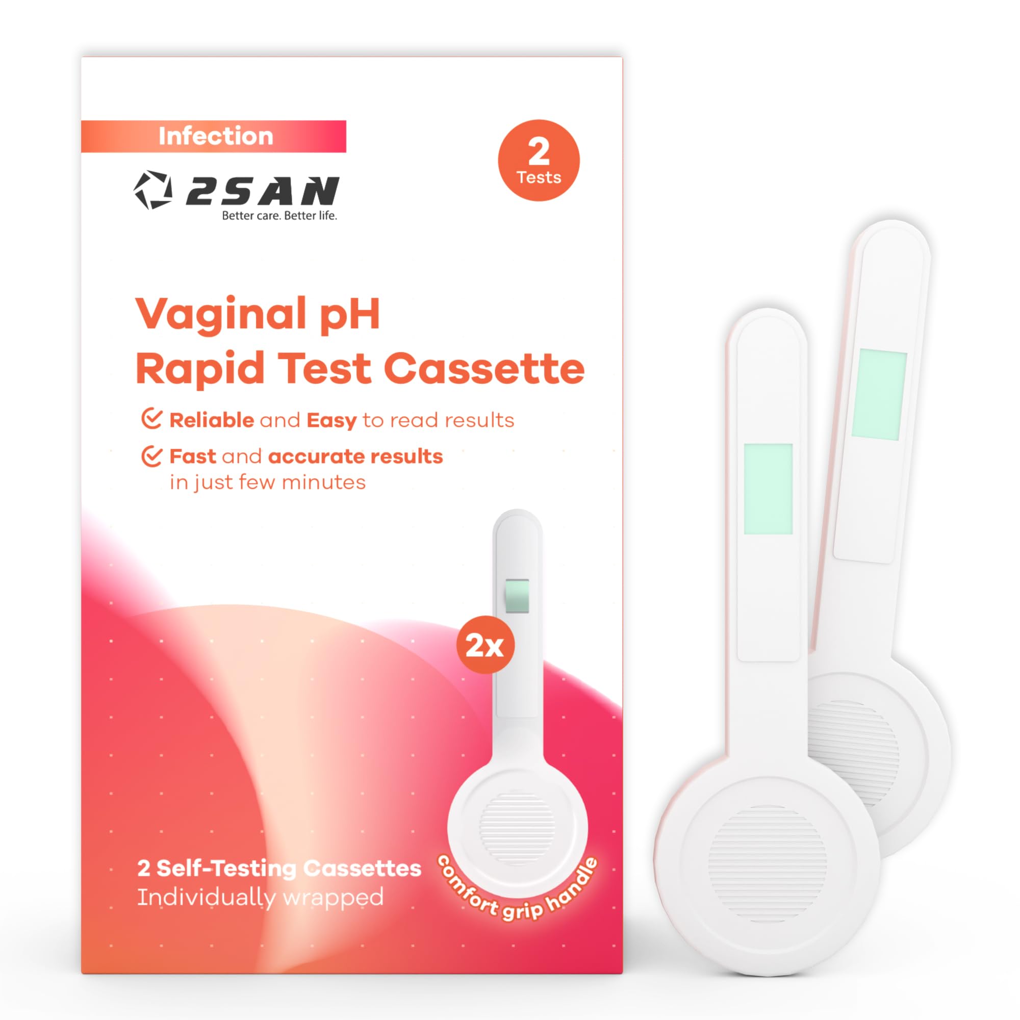 2San Vaginal pH Test Kit for Women – Fast at-Home Screening for pH Imbalance – FSA/HSA Eligible – Simple, Comfortable Self-Test – 2 Tests Total (1 Pack, 2 Tests)