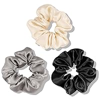 Vista 22 de OLESILK 100% Seda de Morera - Scrunchies para el cabello, mujeres y niñas, ligas de seda para cabello rizado y con roturas, sin daños, elásticos 3