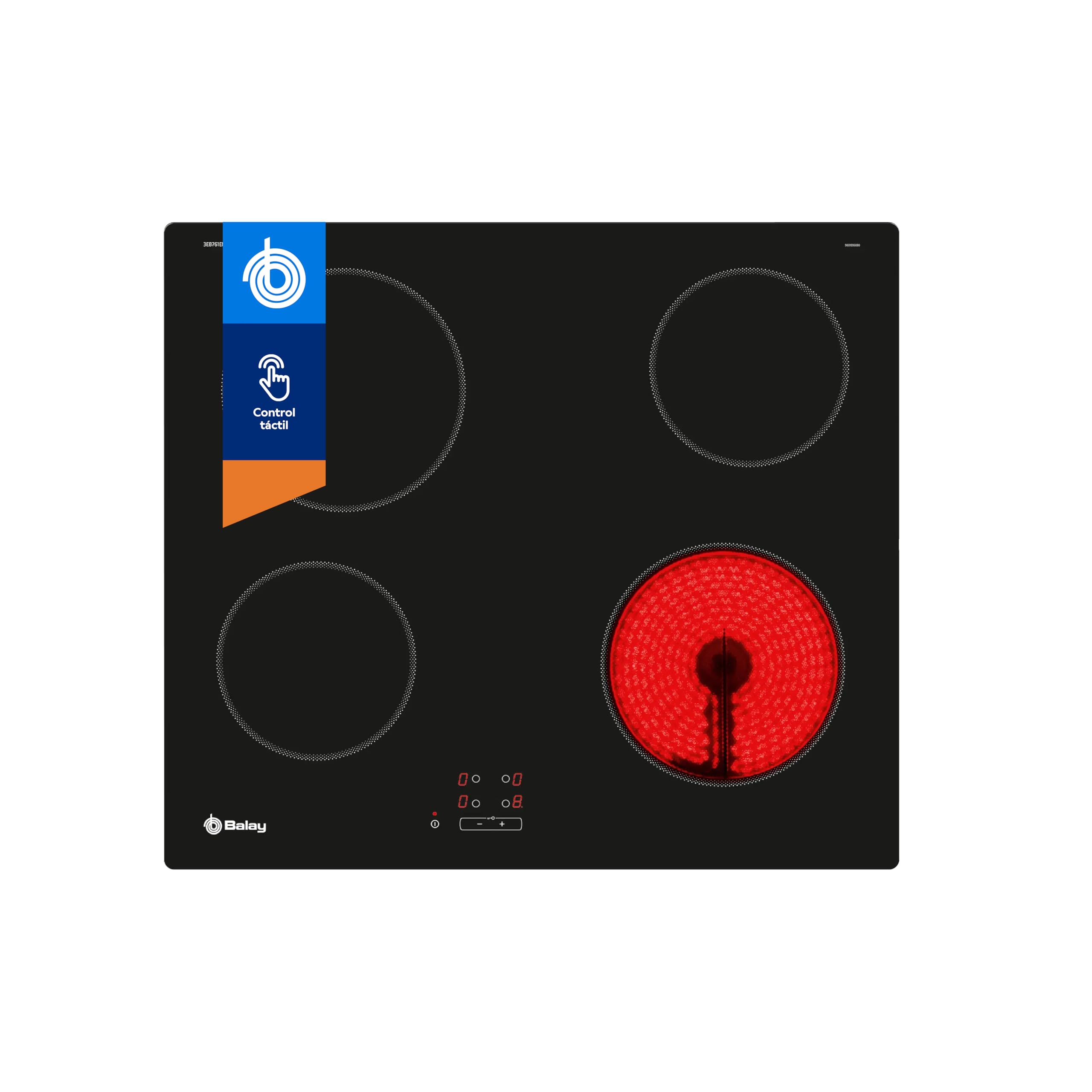Balay - Vitrocerámica, 60 cm, 4 zonas, Negro, 3EB761EN