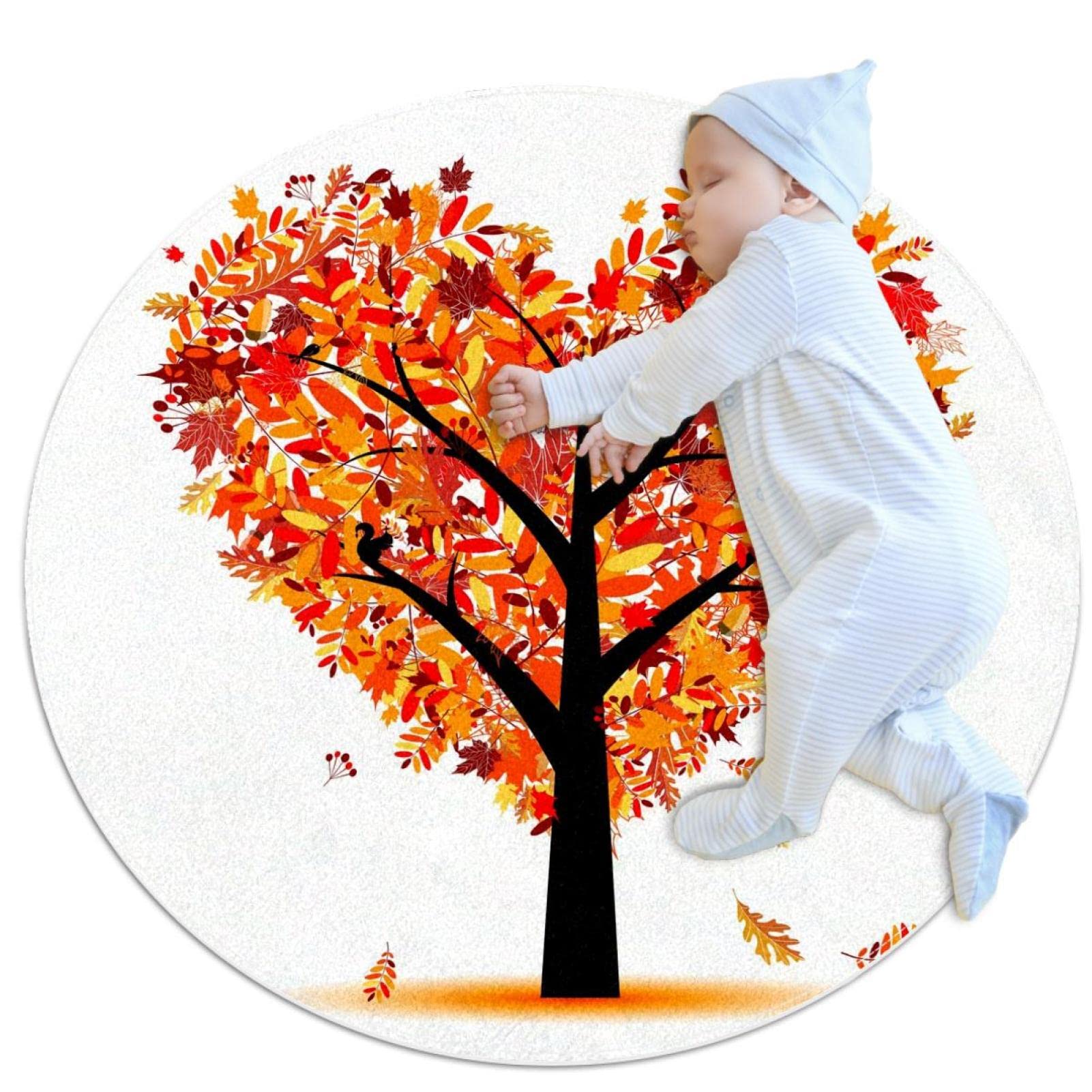 Tapis de jeu pour enfants JDEZ isolant et rond pour protéger les petits du sol froid