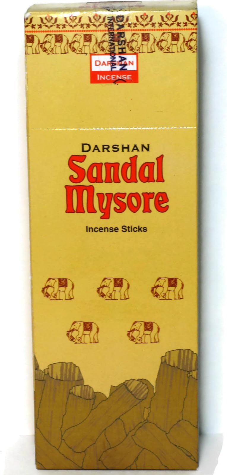 Sandal Mysore Incense, 120 Sticks in a Six Pack. Darshan, Hand Made in India.